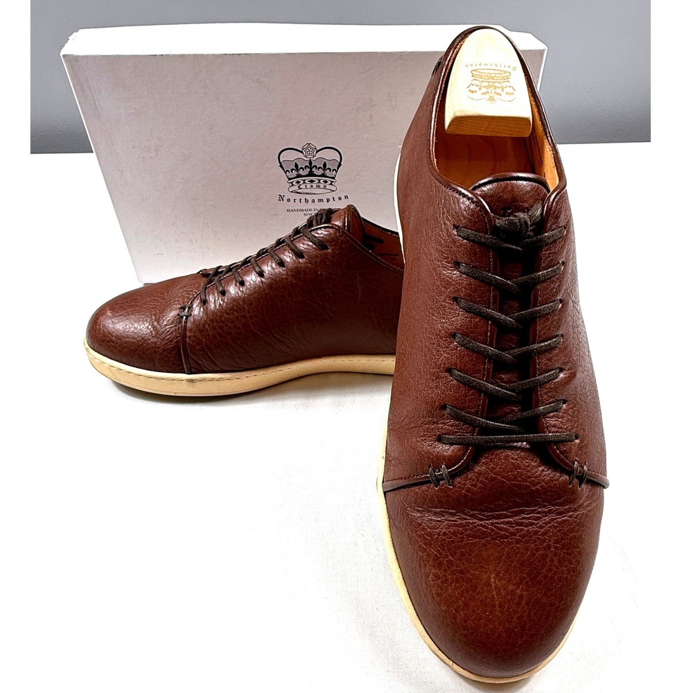 Crown Northampton Harlestone Hand Stitch Brown Pebbled Leathe Mens UK 12/US 13